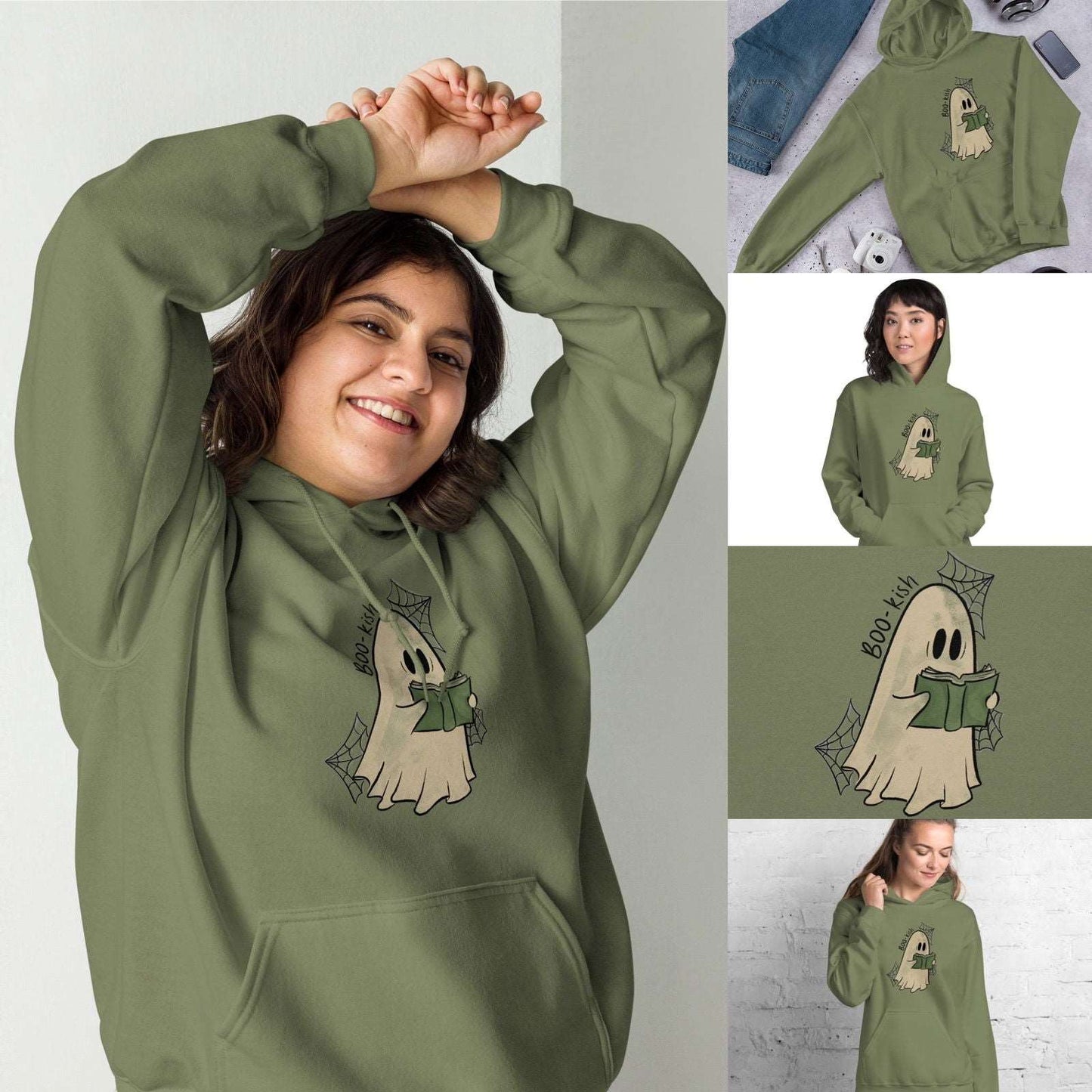 Boo-kish Ghost Unisex Hoodie | Bookish Halloween Merch - Serafine Art & Design - 