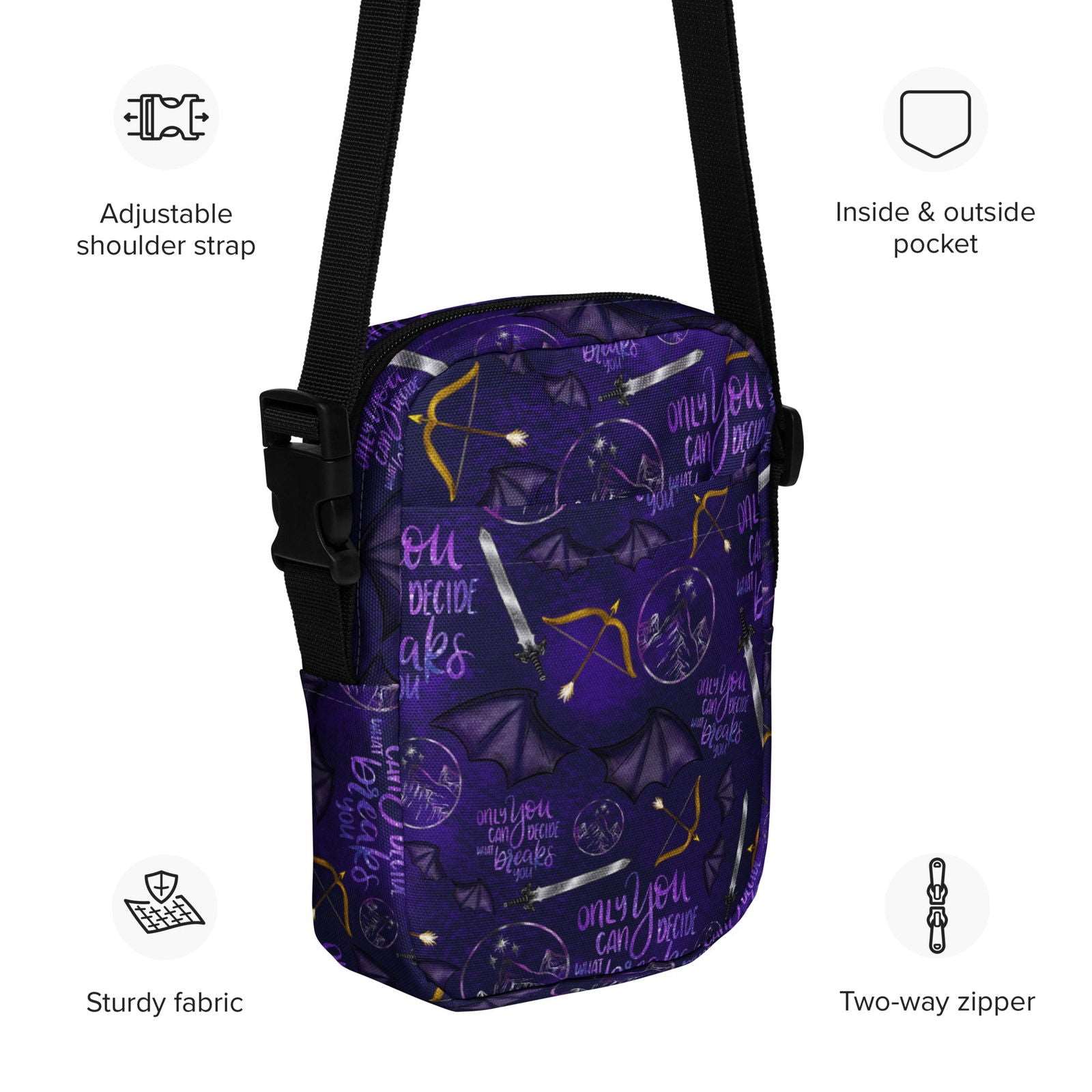Bookish Crossbody Bag | ACOTAR Night Court | SJM Merch - Serafine Art & Design - 