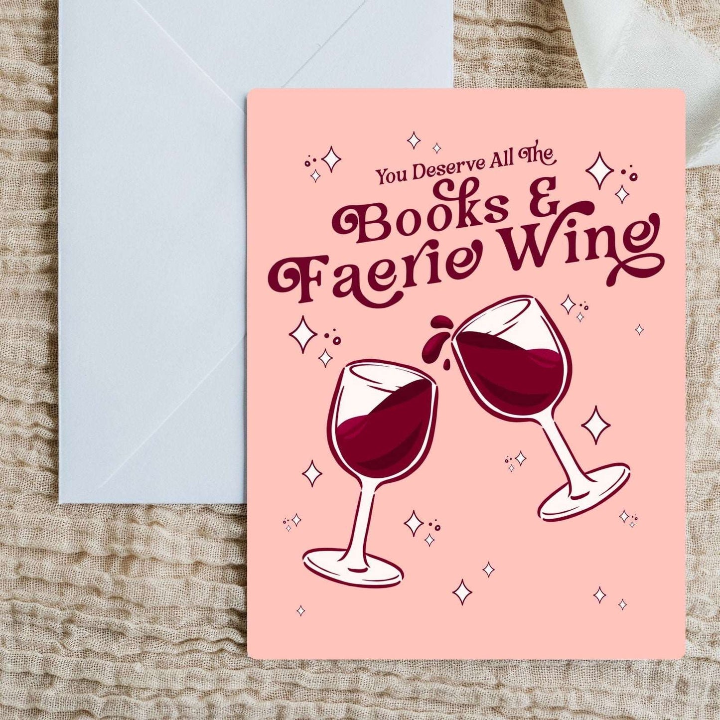 Books and Faerie Wine Birthday Card | Bookish Greeting Cards - Serafine Art & Design - 
