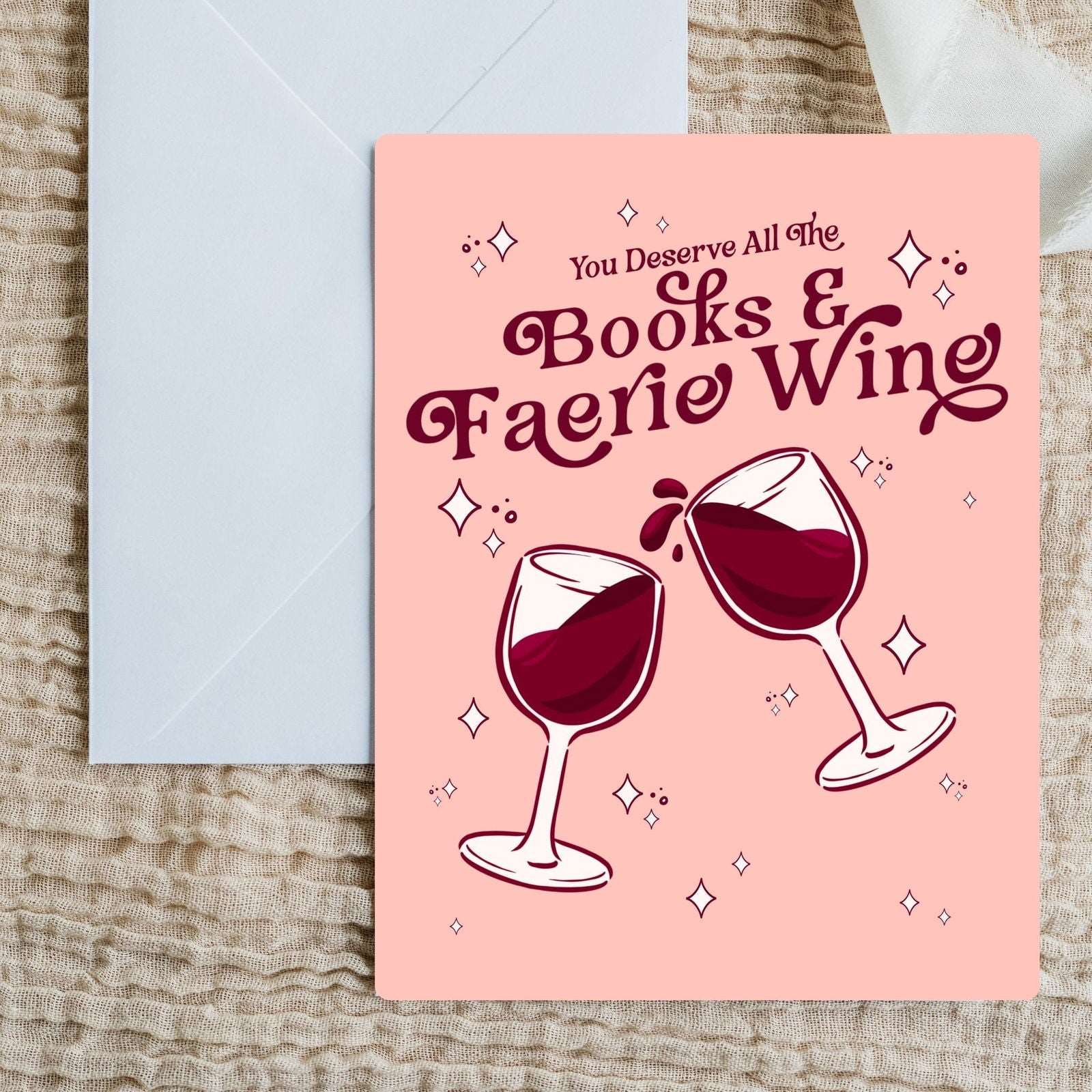 Books and Faerie Wine Birthday Card | Bookish Greeting Cards - Serafine Art & Design - 