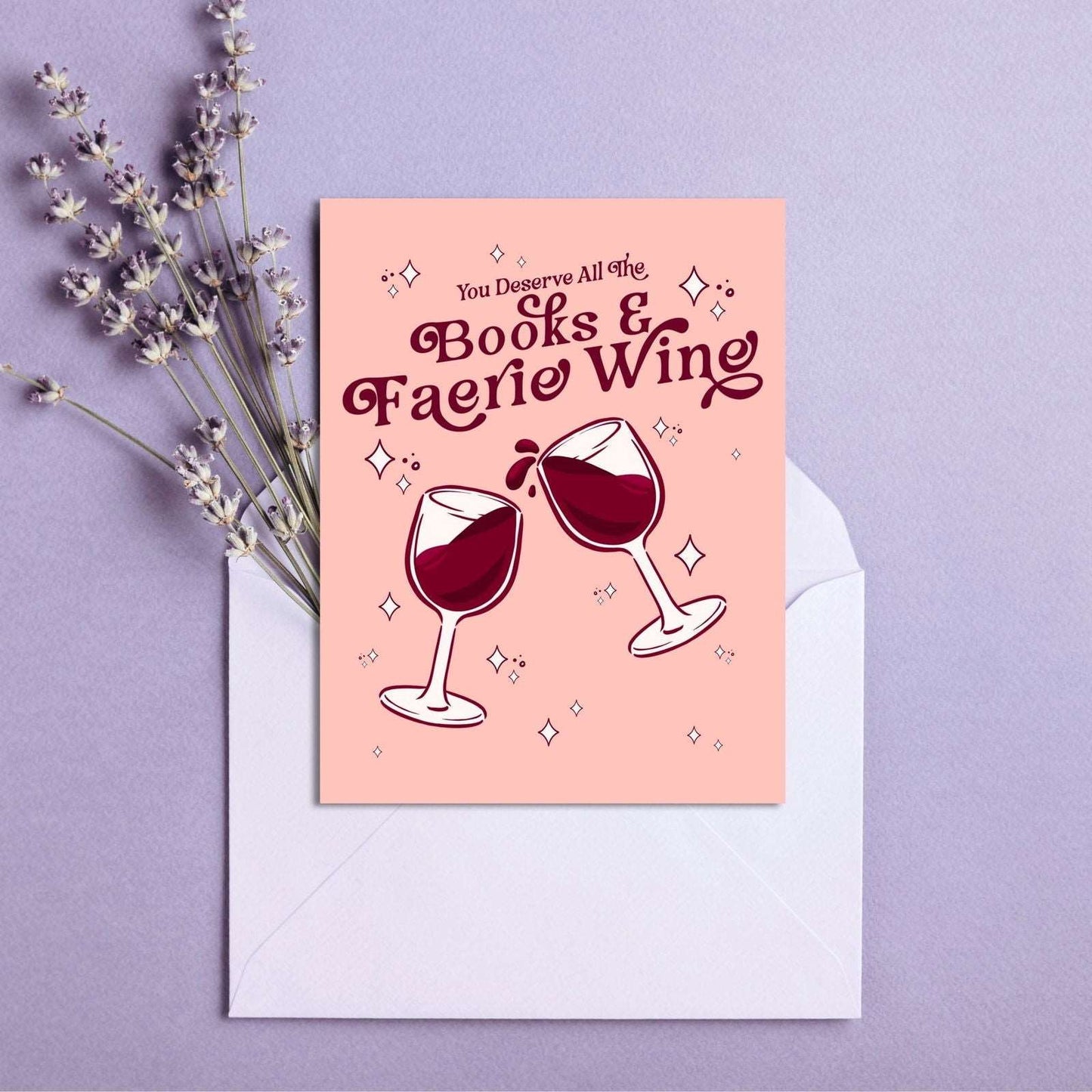 Books and Faerie Wine Birthday Card | Bookish Greeting Cards - Serafine Art & Design - 