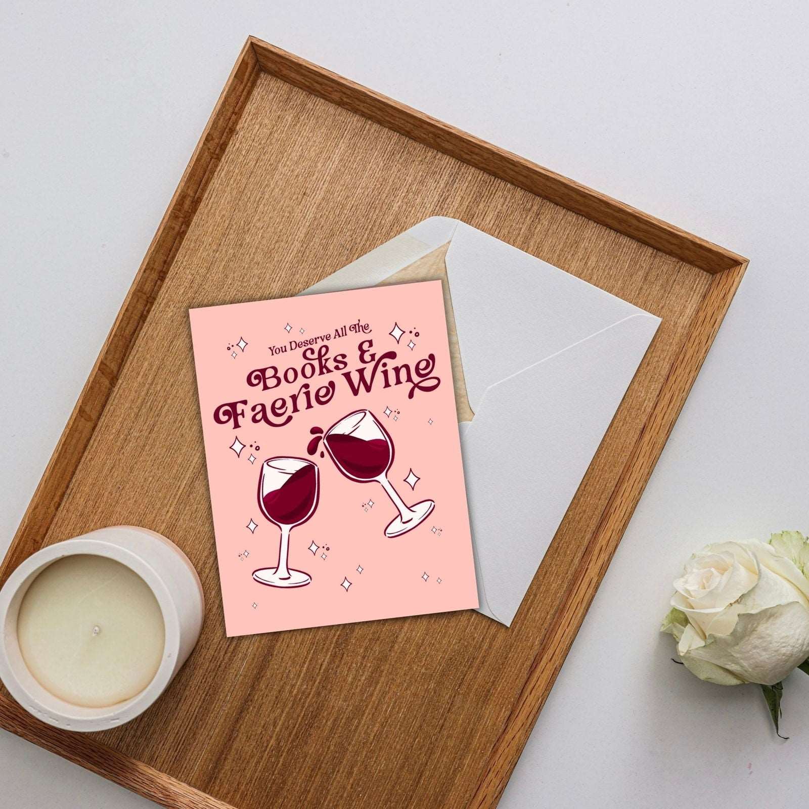 Books and Faerie Wine Birthday Card | Bookish Greeting Cards - Serafine Art & Design - 
