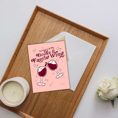 Books and Faerie Wine Birthday Card | Bookish Greeting Cards - Serafine Art & Design - 