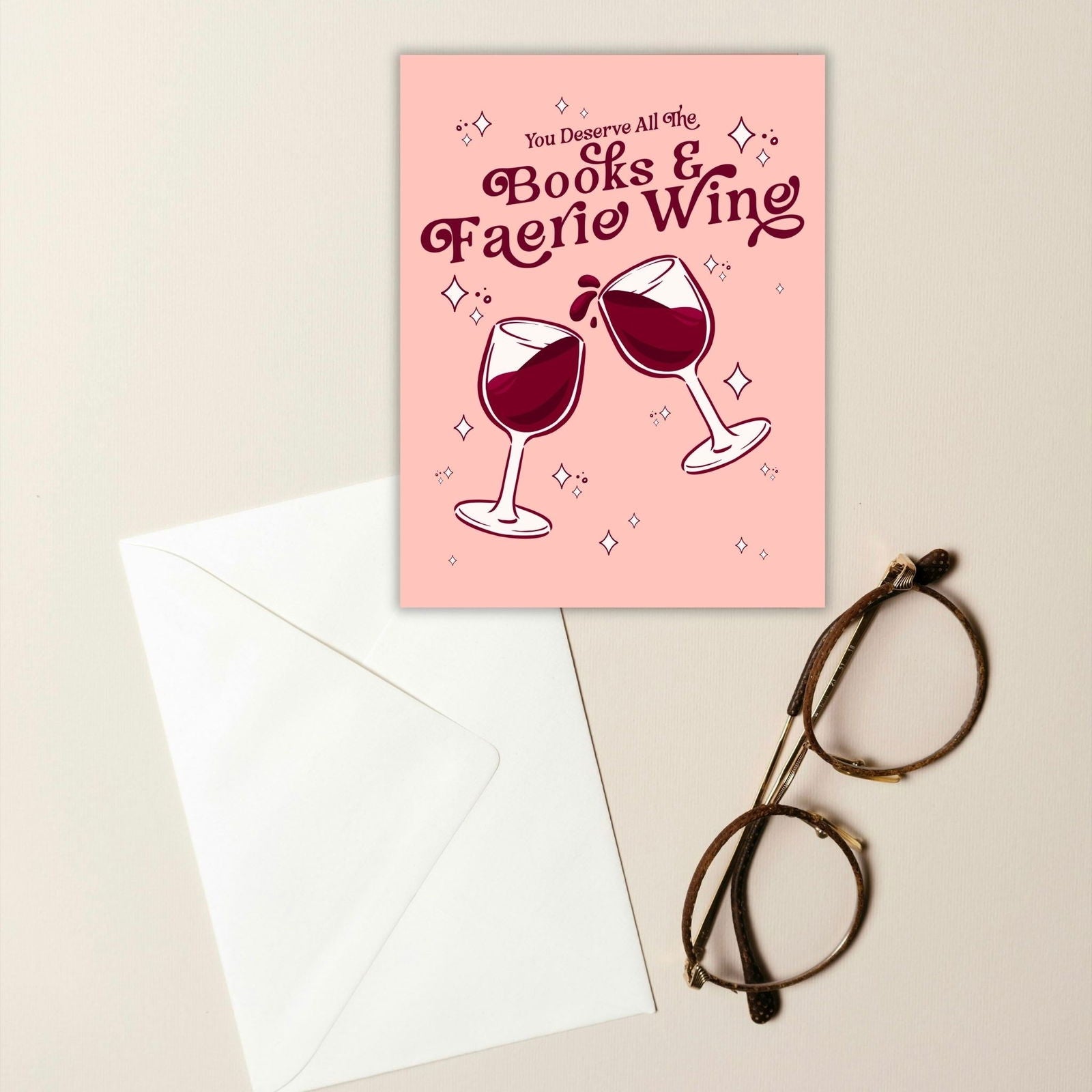 Books and Faerie Wine Birthday Card | Bookish Greeting Cards - Serafine Art & Design - 