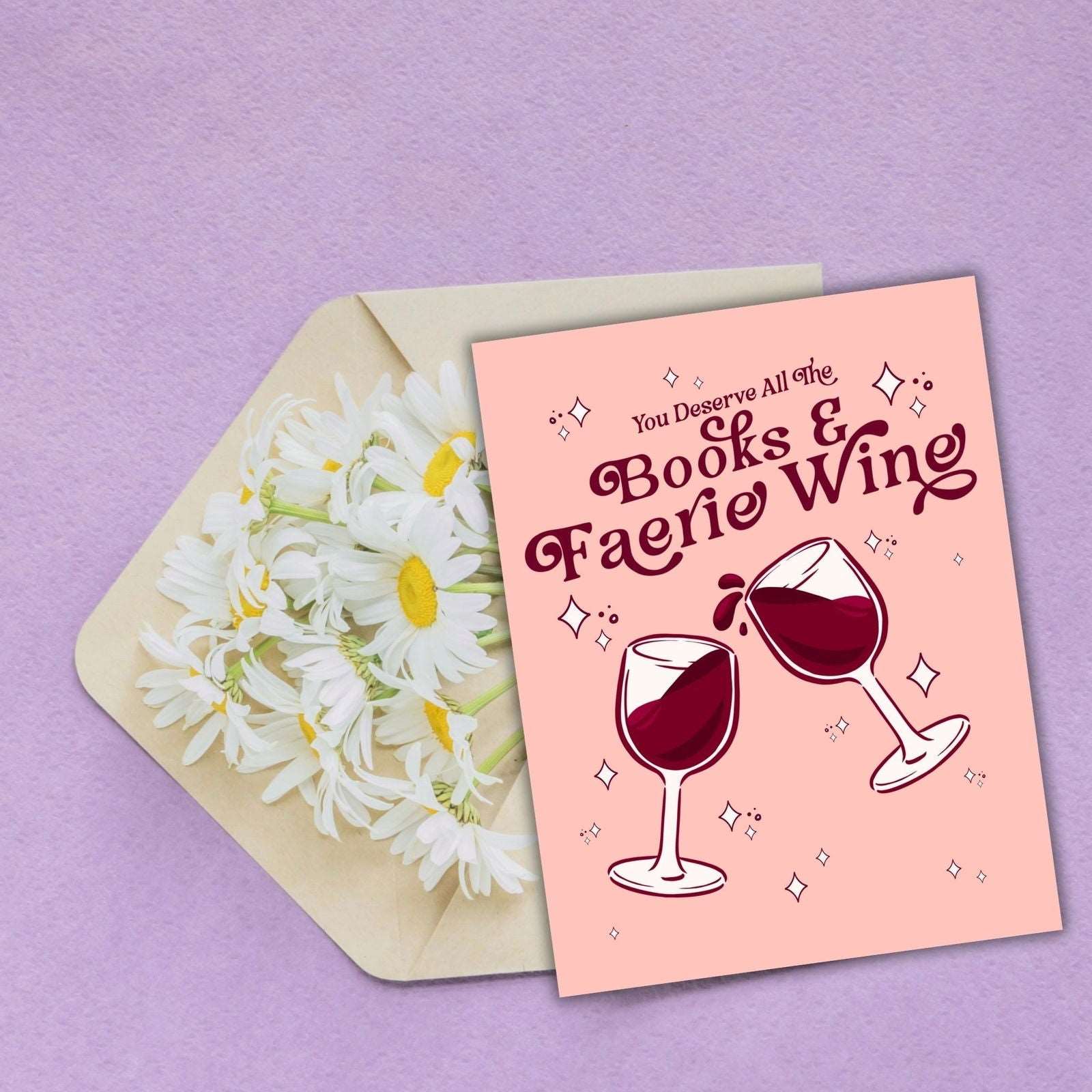 Books and Faerie Wine Birthday Card | Bookish Greeting Cards - Serafine Art & Design - 