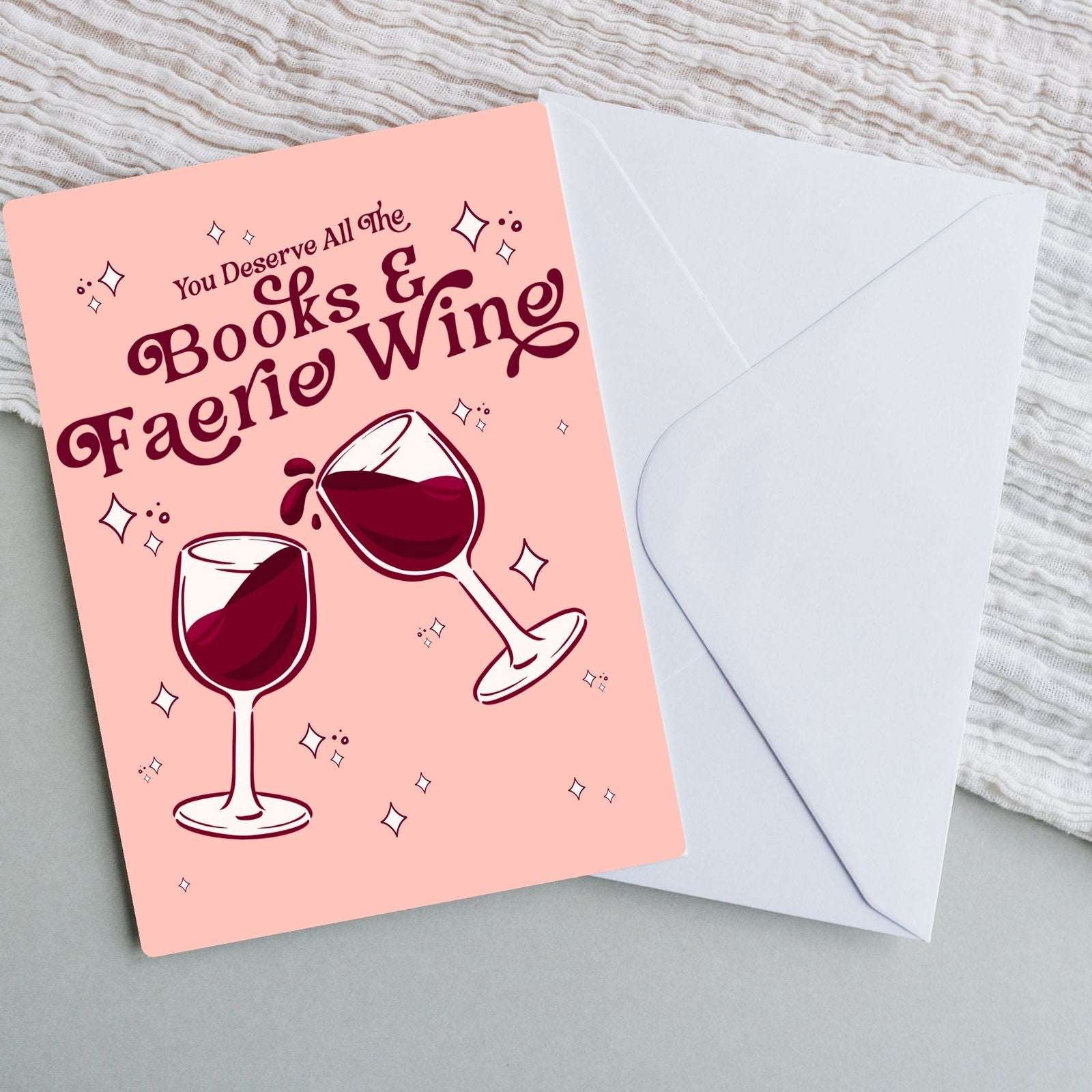 Books and Faerie Wine Birthday Card | Bookish Greeting Cards - Serafine Art & Design - 