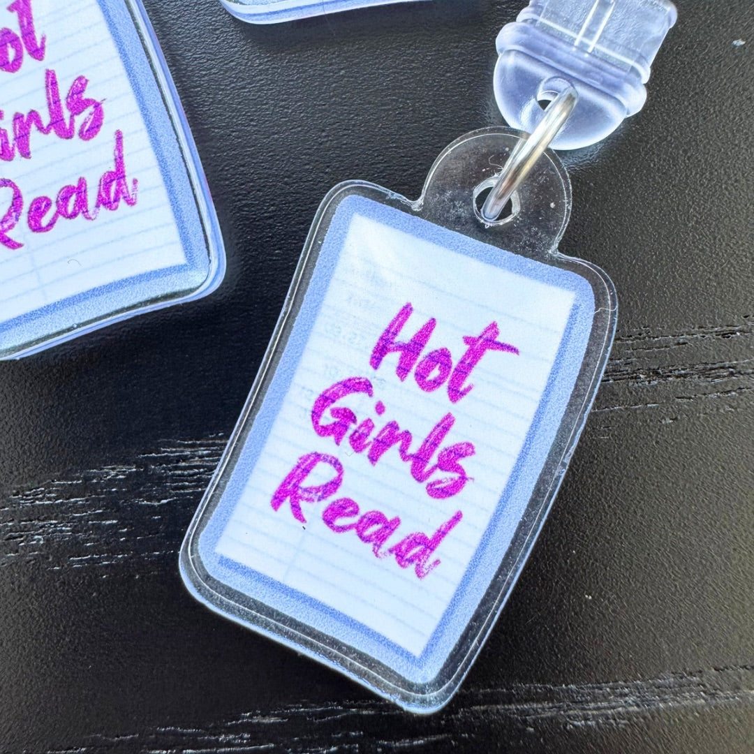 Hot Girls Read Library Card Kindle Charm | Bookish USB-C Dust Plug