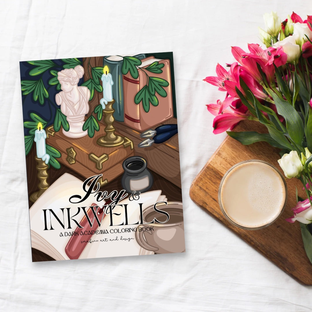 Ivy and Inkwells Dark Academia Coloring Book by Serafine Art and Design