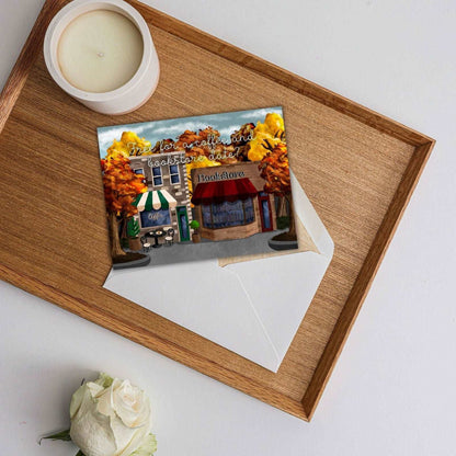 Coffee and Bookstore Date Just Because Card | Bookish Greeting Cards - Serafine Art & Design - 