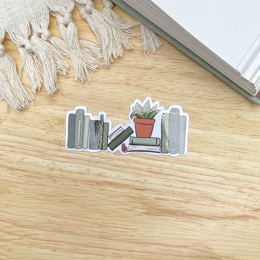 Cute Bookshelf Sticker | Light Academia Reading Sticker - Serafine Art & Design - 