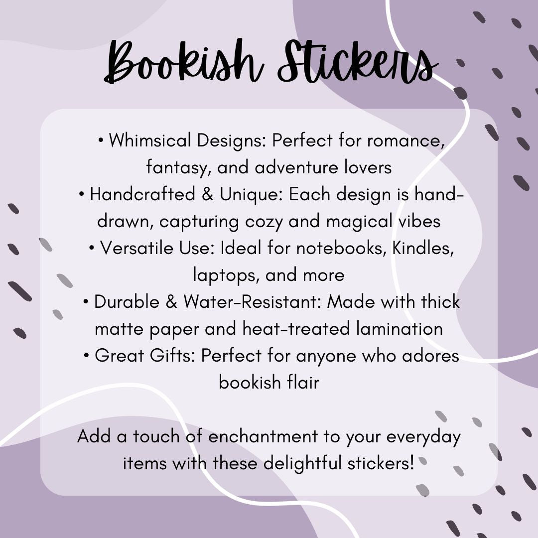 Cute Bookshelf Sticker | Light Academia Reading Sticker - Serafine Art & Design - 