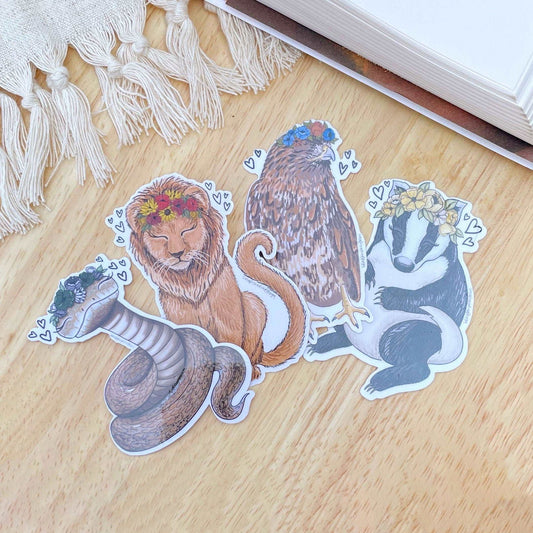 Cute Wizard Houses Animal Sticker | Wizarding School Bookish Stickers | Fanfiction Nerdy Stickers | Kindle Stickers - Serafine Art & Design - 