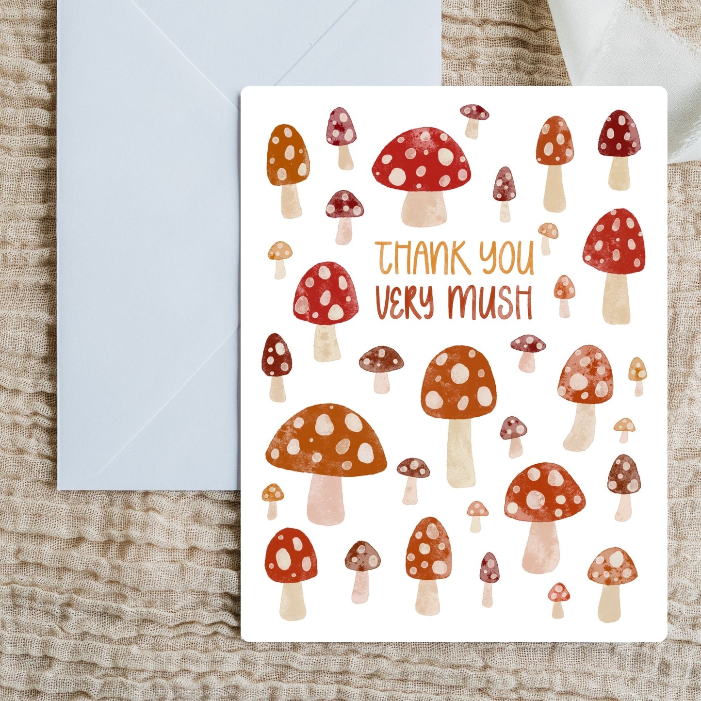 Thank You Very Mush Whimsical Mushroom Card | Bookish Greeting Cards