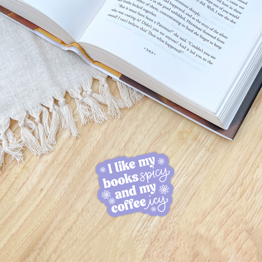 I Like My Books Spicy and My Coffee Icy Sticker | Coffee Kindle Stickers