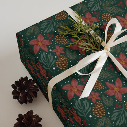 Holiday Forest Floral Hand-Illustrated Wrapping Paper