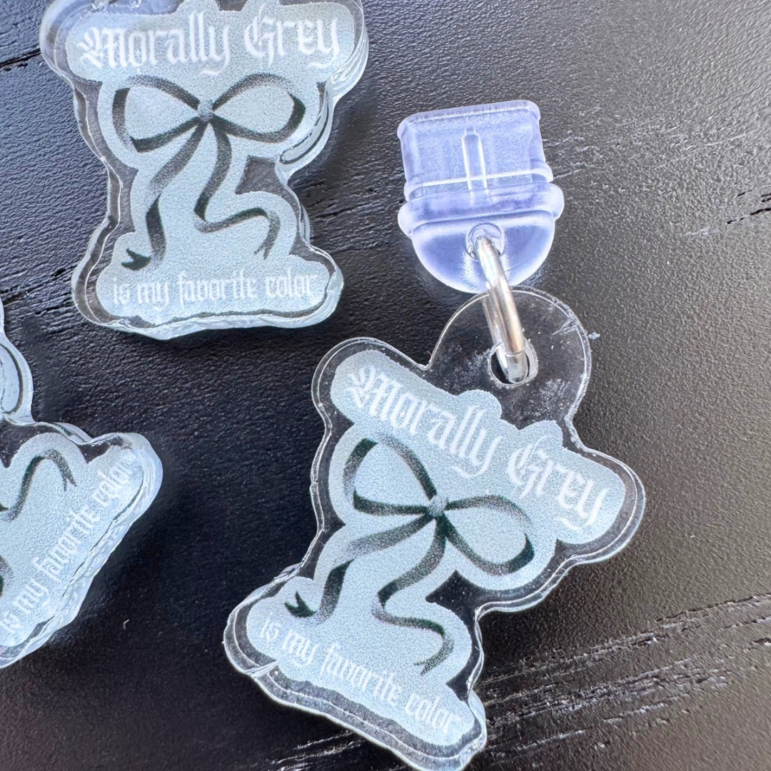 Morally Grey Is My Favorite Color Bow Kindle Charm | Bookish USB-C Dust Plug