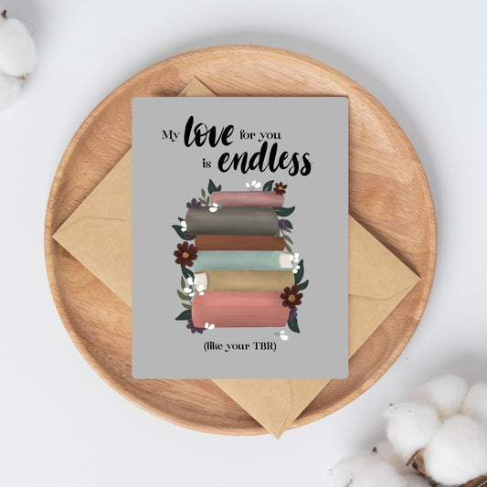 Endless TBR Valentine’s Day Card | Bookish Greeting Cards