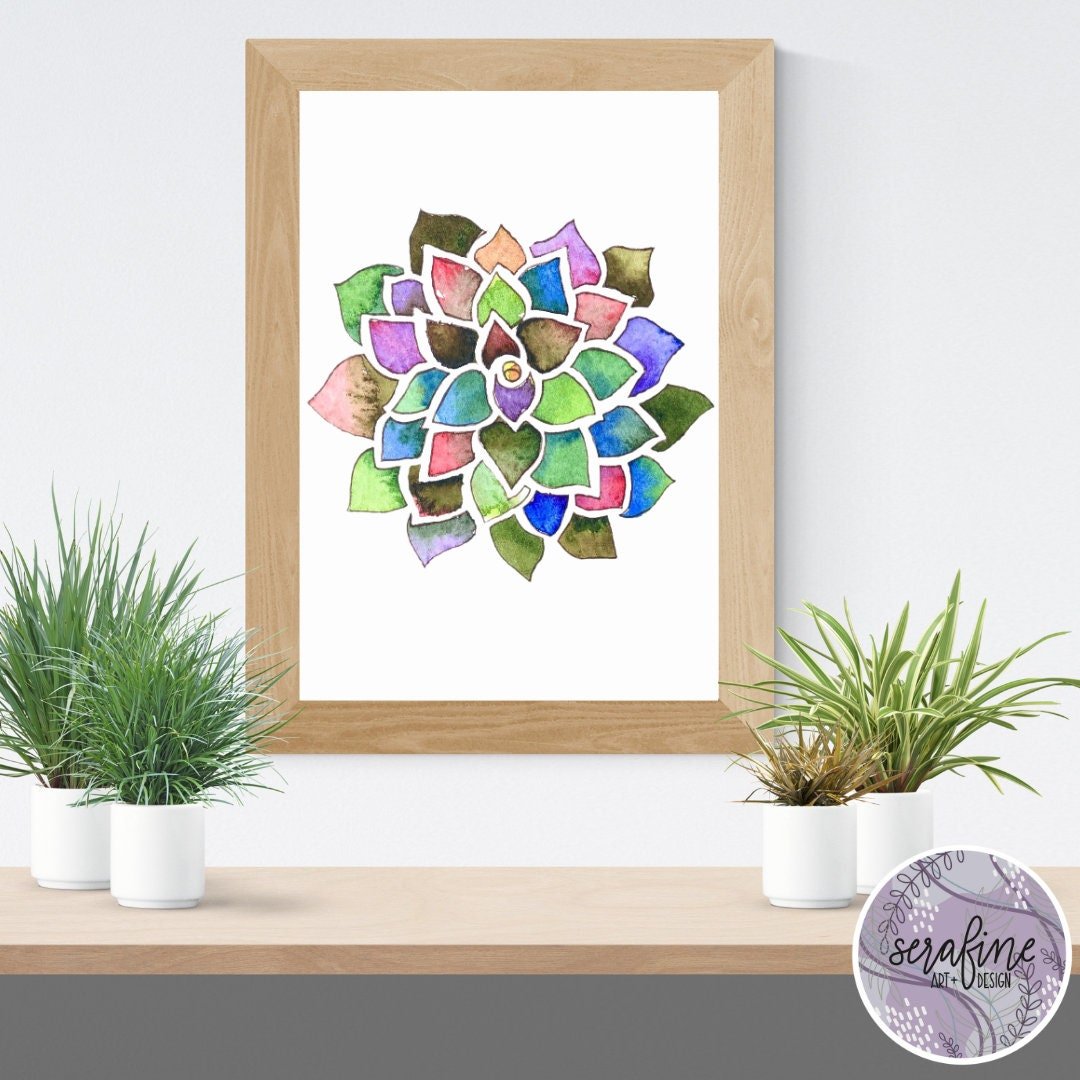 Echeveria Rainbow Succulent Art Print | Cactus Art Print - Serafine Art & Design - 