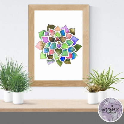Echeveria Rainbow Succulent Art Print | Cactus Art Print - Serafine Art & Design - 