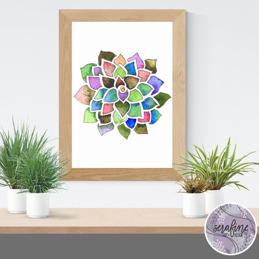 Echeveria Rainbow Succulent Art Print | Cactus Art Print - Serafine Art & Design - 