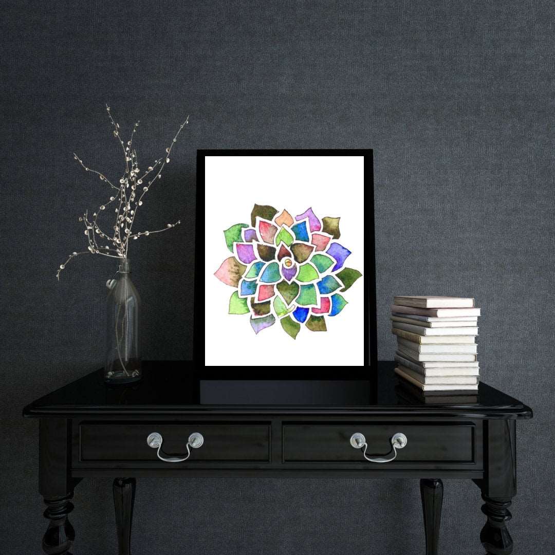 Echeveria Rainbow Succulent Art Print | Cactus Art Print - Serafine Art & Design - 