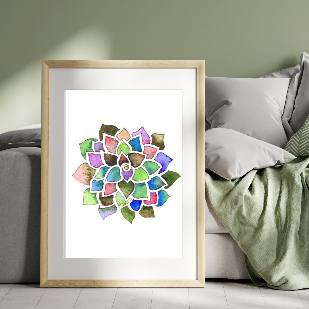 Echeveria Rainbow Succulent Art Print | Cactus Art Print - Serafine Art & Design - 