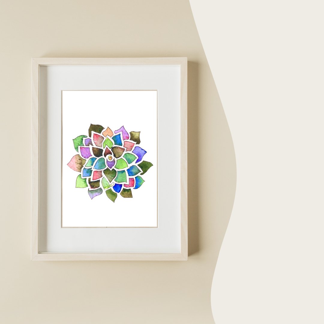 Echeveria Rainbow Succulent Art Print | Cactus Art Print - Serafine Art & Design - 