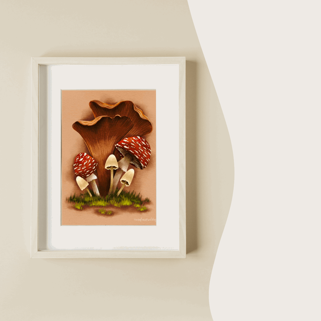 Fall Mushroom Art Print | Bookshelf Decor | Homestead Decor - Serafine Art & Design - 