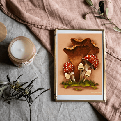 Fall Mushroom Art Print | Bookshelf Decor | Homestead Decor - Serafine Art & Design - 