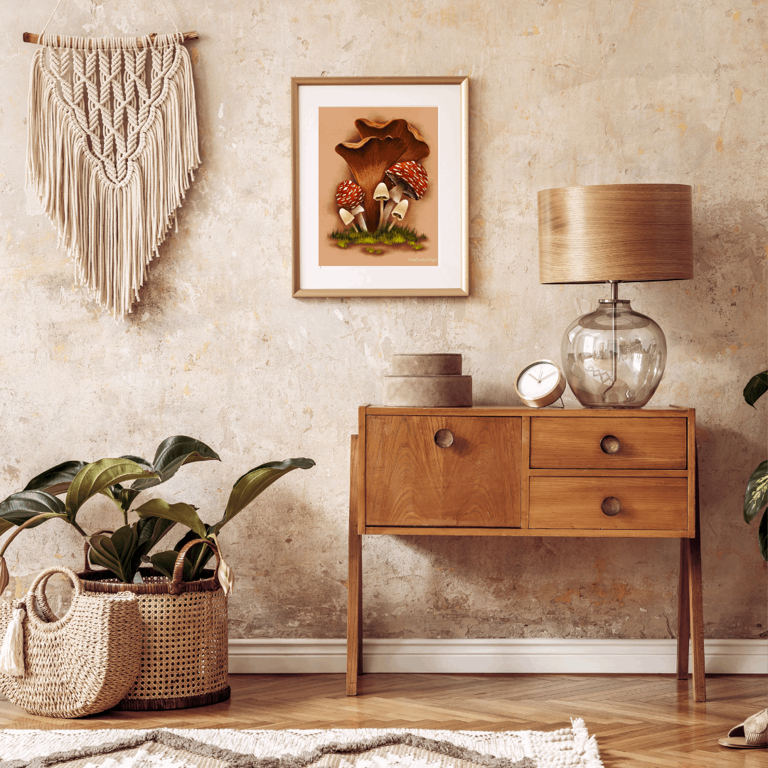 Fall Mushroom Art Print | Bookshelf Decor | Homestead Decor - Serafine Art & Design - 