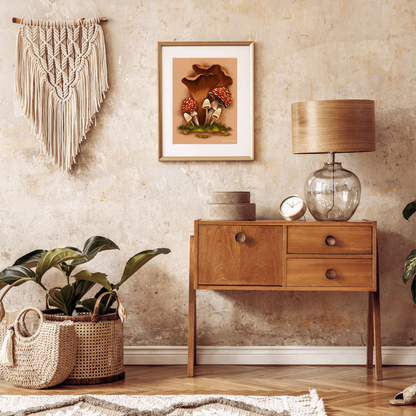 Fall Mushroom Art Print | Bookshelf Decor | Homestead Decor - Serafine Art & Design - 