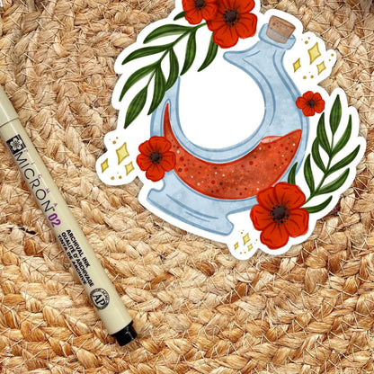 Flameroot Bottle Sticker | Spark of The Everflame by Penn Cole | Bookish Stickers - Serafine Art & Design - 