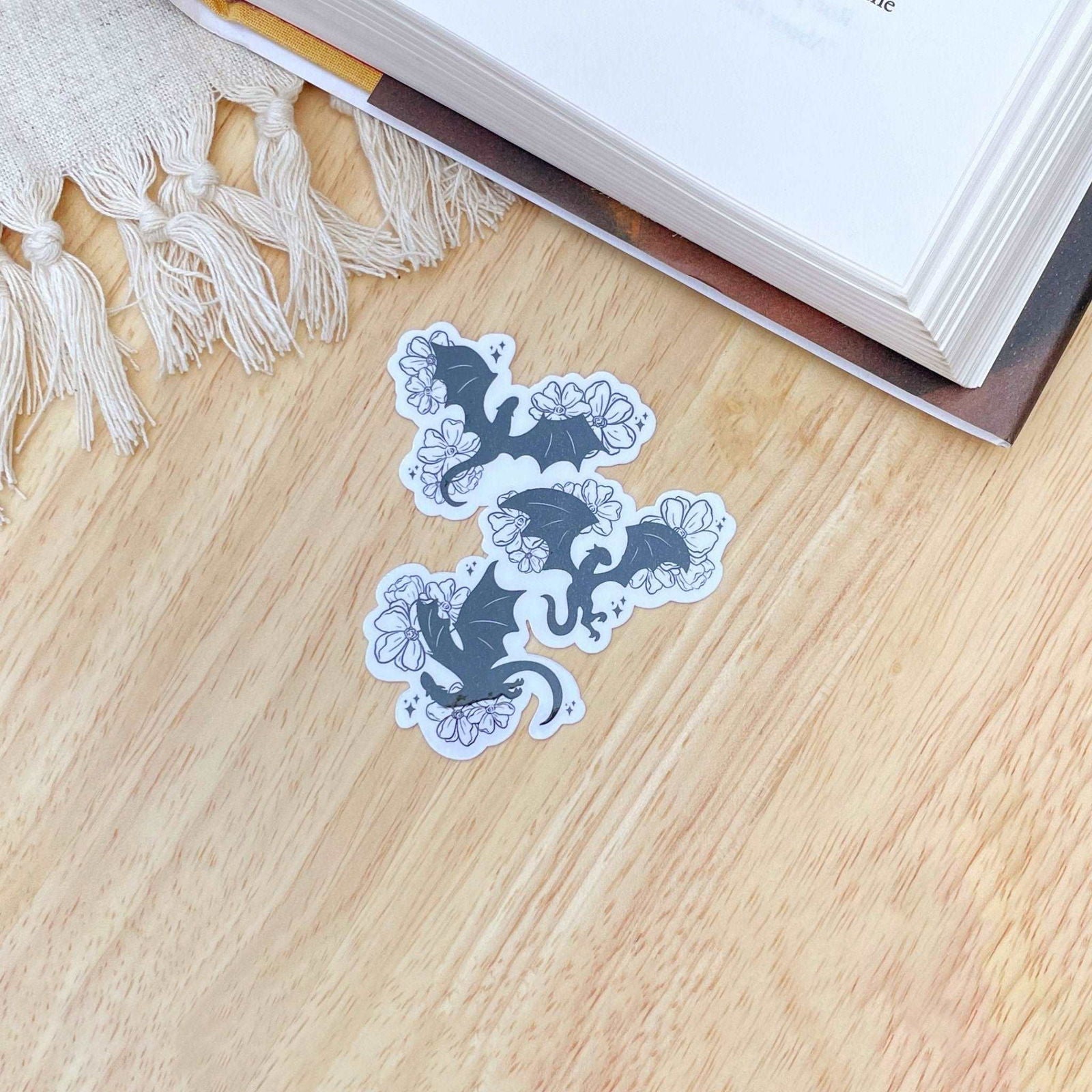 Floral Dragons Sticker | Fantasy Romance Book Merch - Serafine Art & Design - 