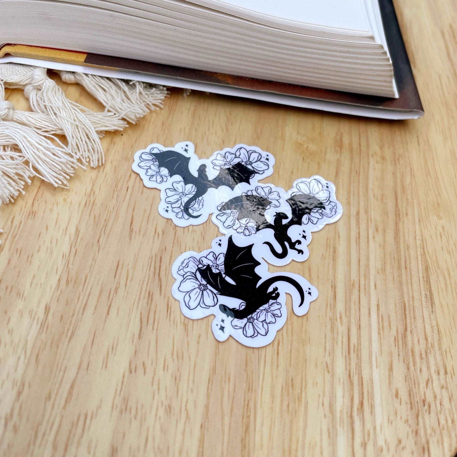 Floral Dragons Sticker | Fantasy Romance Book Merch - Serafine Art & Design - 