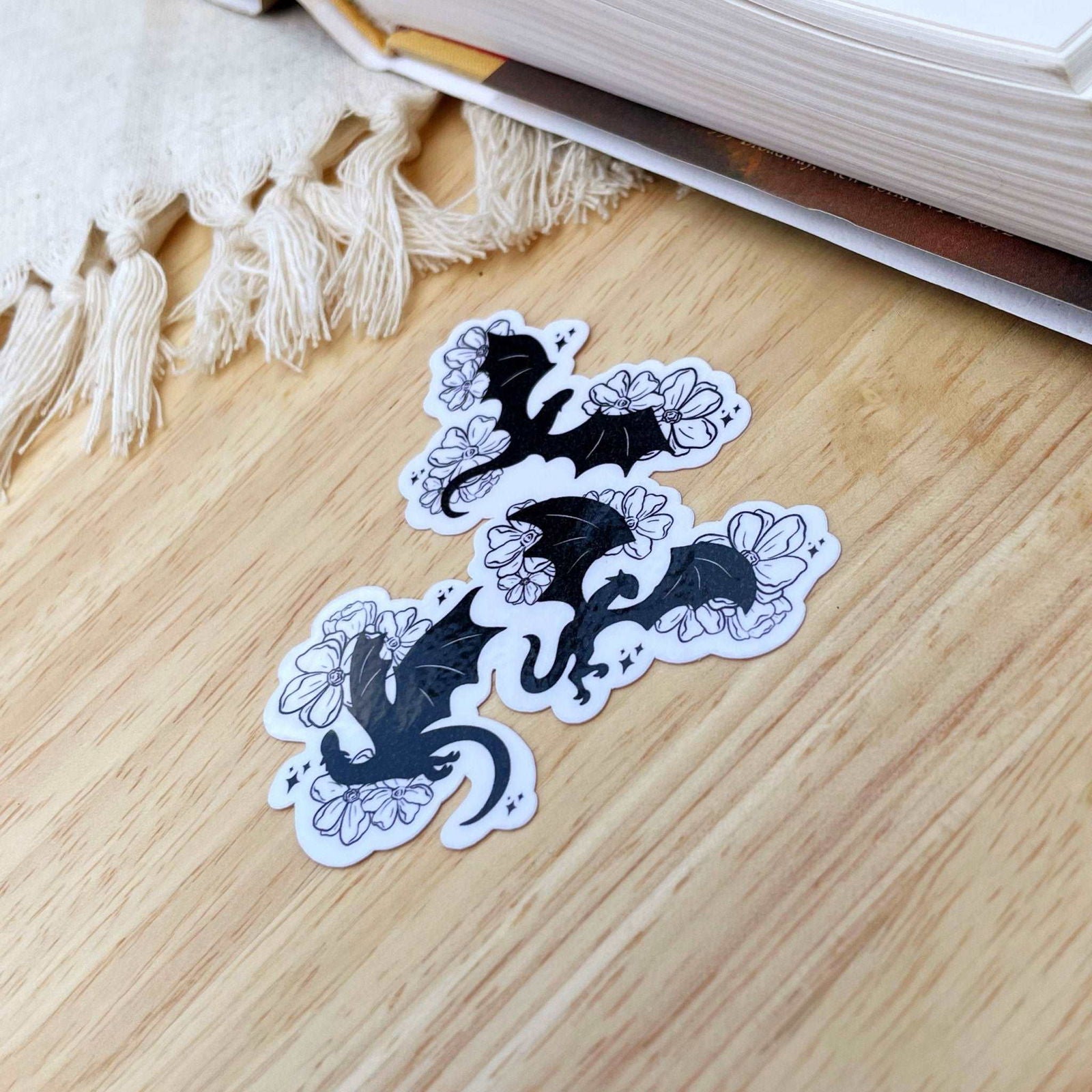 Floral Dragons Sticker | Fantasy Romance Book Merch - Serafine Art & Design - 