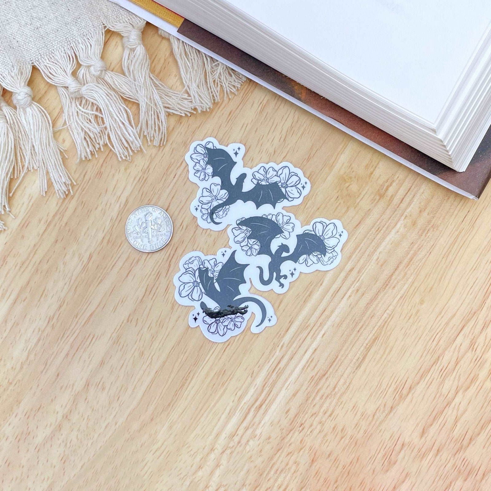 Floral Dragons Sticker | Fantasy Romance Book Merch - Serafine Art & Design - 