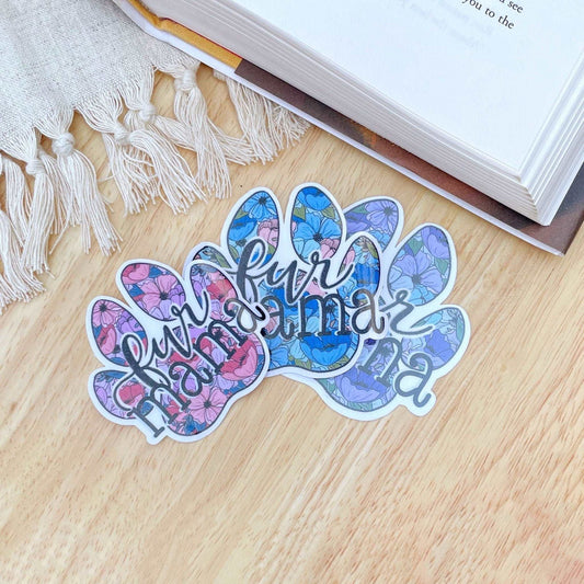 Floral Paw Print Sticker | Fur Mama Sticker - Serafine Art & Design - 
