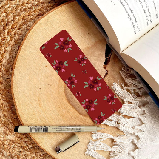 Romantic Red Florals Bookmark