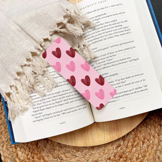 Romantic Watercolor Hearts Bookmark