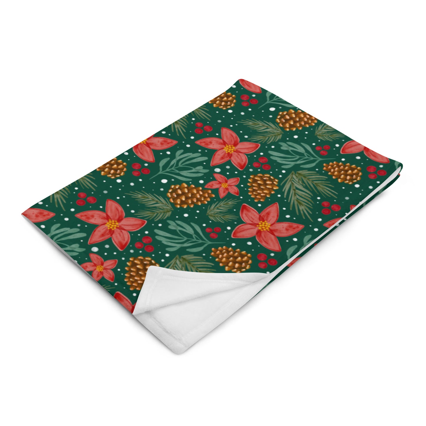 Snowy Christmas Floral Velvet Soft Throw Blanket