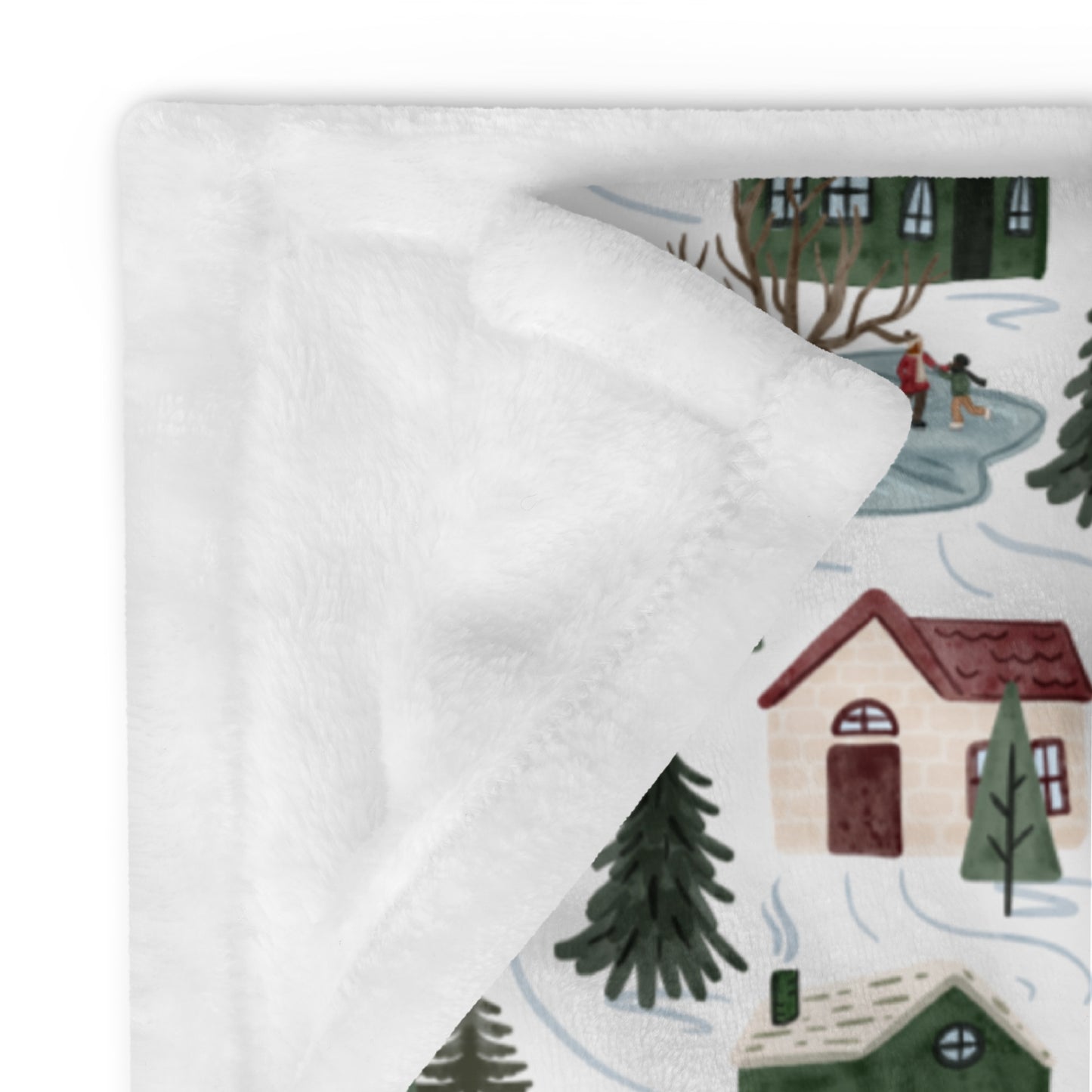 Cozy Winter Village Velvet Soft Throw Blanket