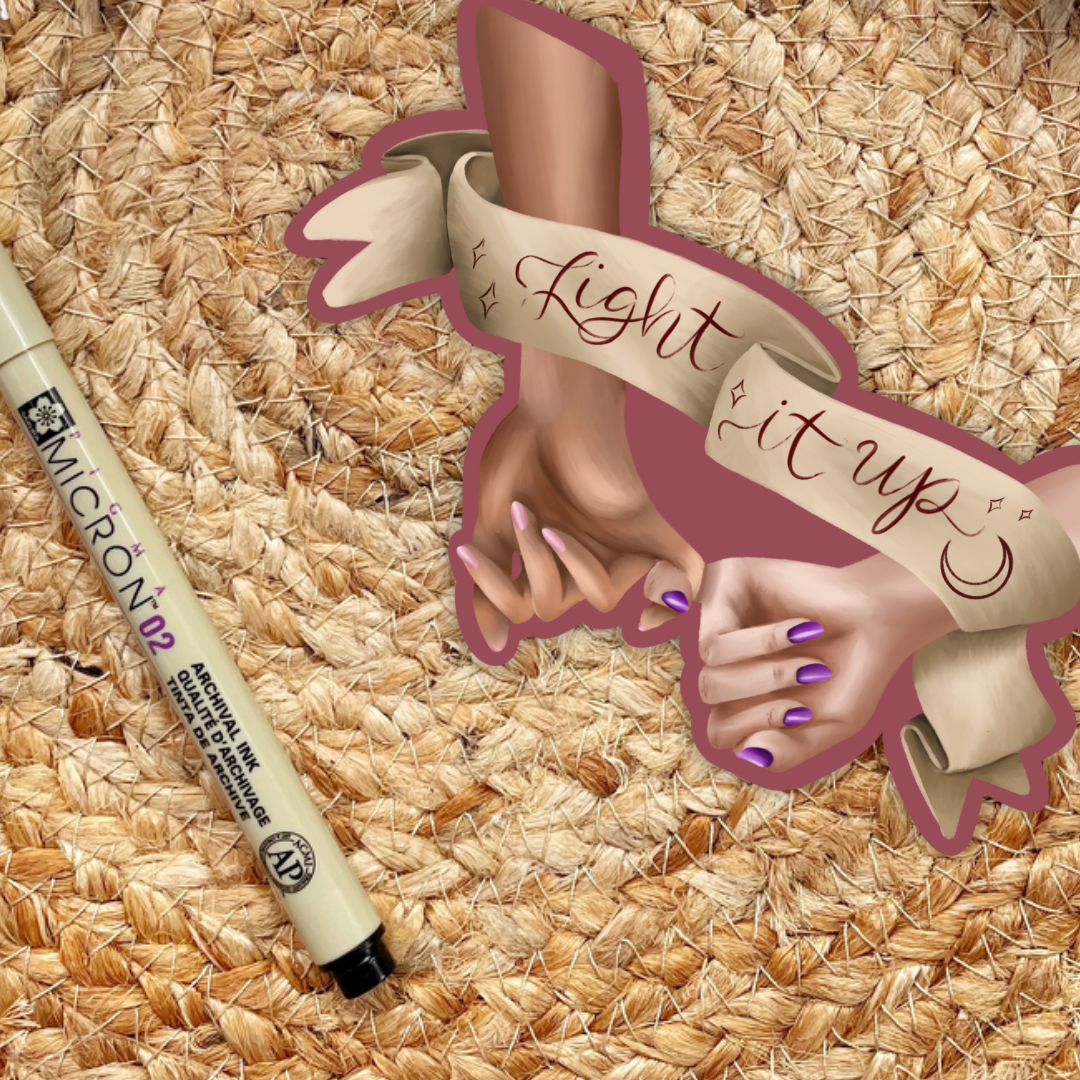 Light It Up Bryce & Danika Sticker | Sarah J Maas | Crescent City Merch - Serafine Art & Design - 
