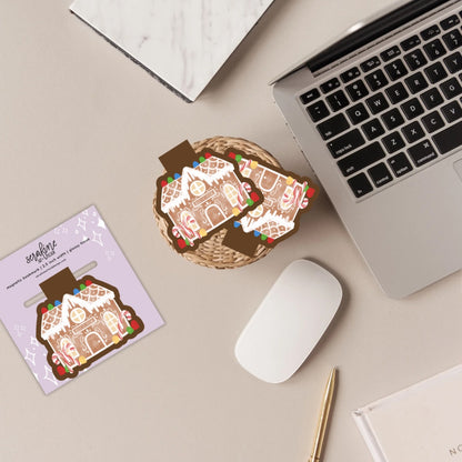 Gingerbread Bookstore Magnetic Bookmark | Cute Reading Accessories Gift for Book Lovers