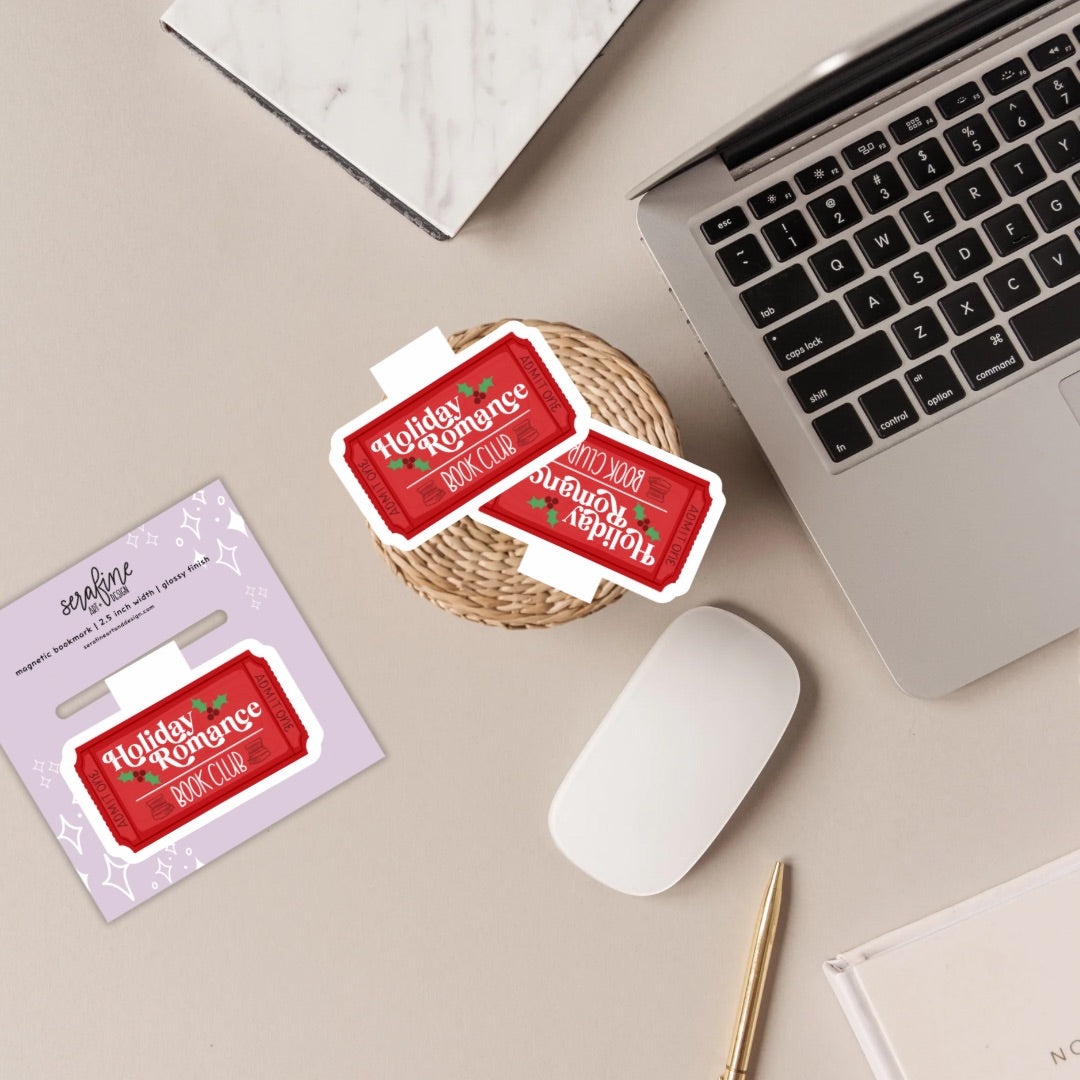 Holiday Romance Book Club Magnetic Bookmark | Cute Reading Accessories Gift for Book Lovers