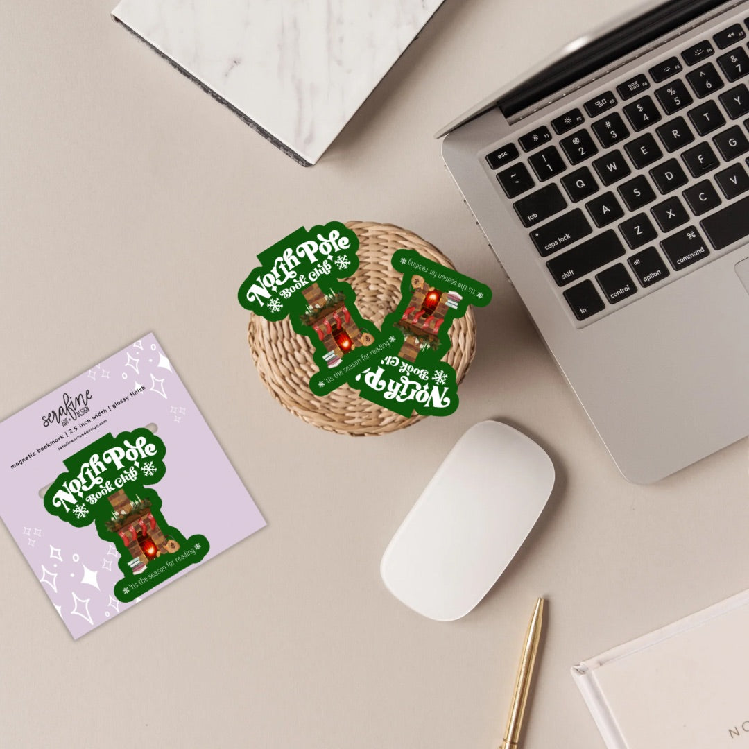 North Pole Book Club Magnetic Bookmark | Cute Reading Accessories Gift for Book Lovers