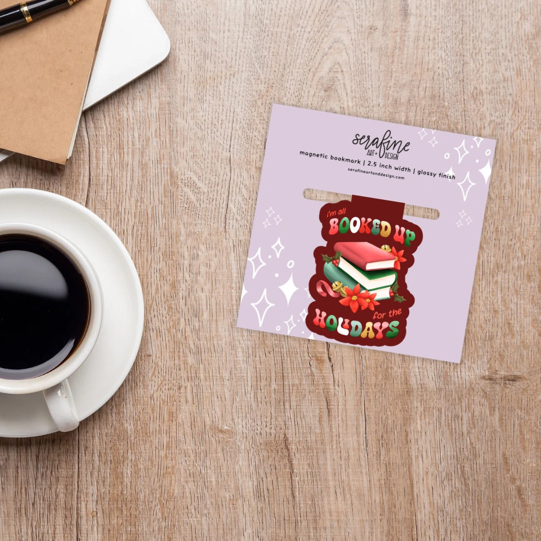 Booked for the Holidays Magnetic Bookmark | Cute Reading Accessories Gift for Book Lovers