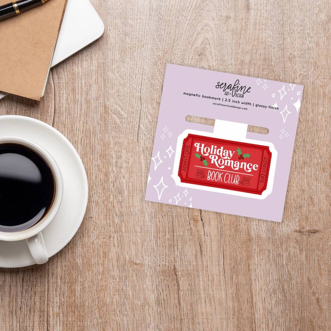 Holiday Romance Book Club Magnetic Bookmark | Cute Reading Accessories Gift for Book Lovers