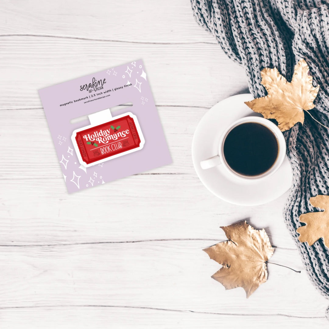 Holiday Romance Book Club Magnetic Bookmark | Cute Reading Accessories Gift for Book Lovers
