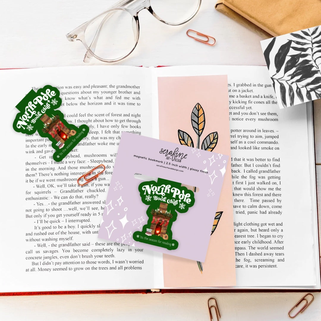 North Pole Book Club Magnetic Bookmark | Cute Reading Accessories Gift for Book Lovers