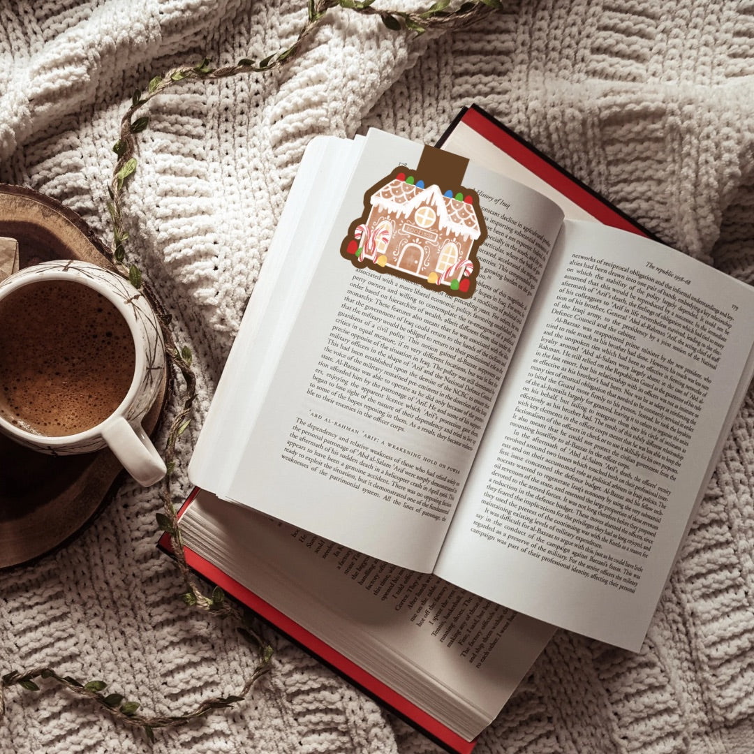 Gingerbread Bookstore Magnetic Bookmark | Cute Reading Accessories Gift for Book Lovers